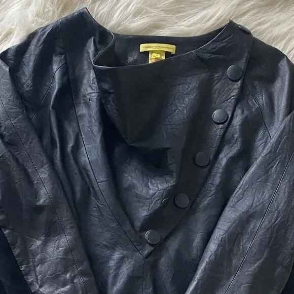 Catherine Malandrino Yellow tag Leather Dress 4/7 sleeves Classy Retro Hepburn